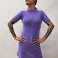 1970s Vintage Knit Lavender Purple Mini Dress