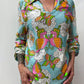 1970s Vintage Psychedelic Butterfly Print Tunic Blouse Top