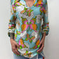 1970s Vintage Psychedelic Butterfly Print Tunic Blouse Top