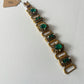 1950s Vintage Stunning Costume Bracelet with Green Rhinestones & Faux Pearls