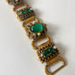 1950s Vintage Stunning Costume Bracelet with Green Rhinestones & Faux Pearls