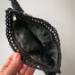 1920s Black Zip Closure Intricate Pouch Clutch Purse