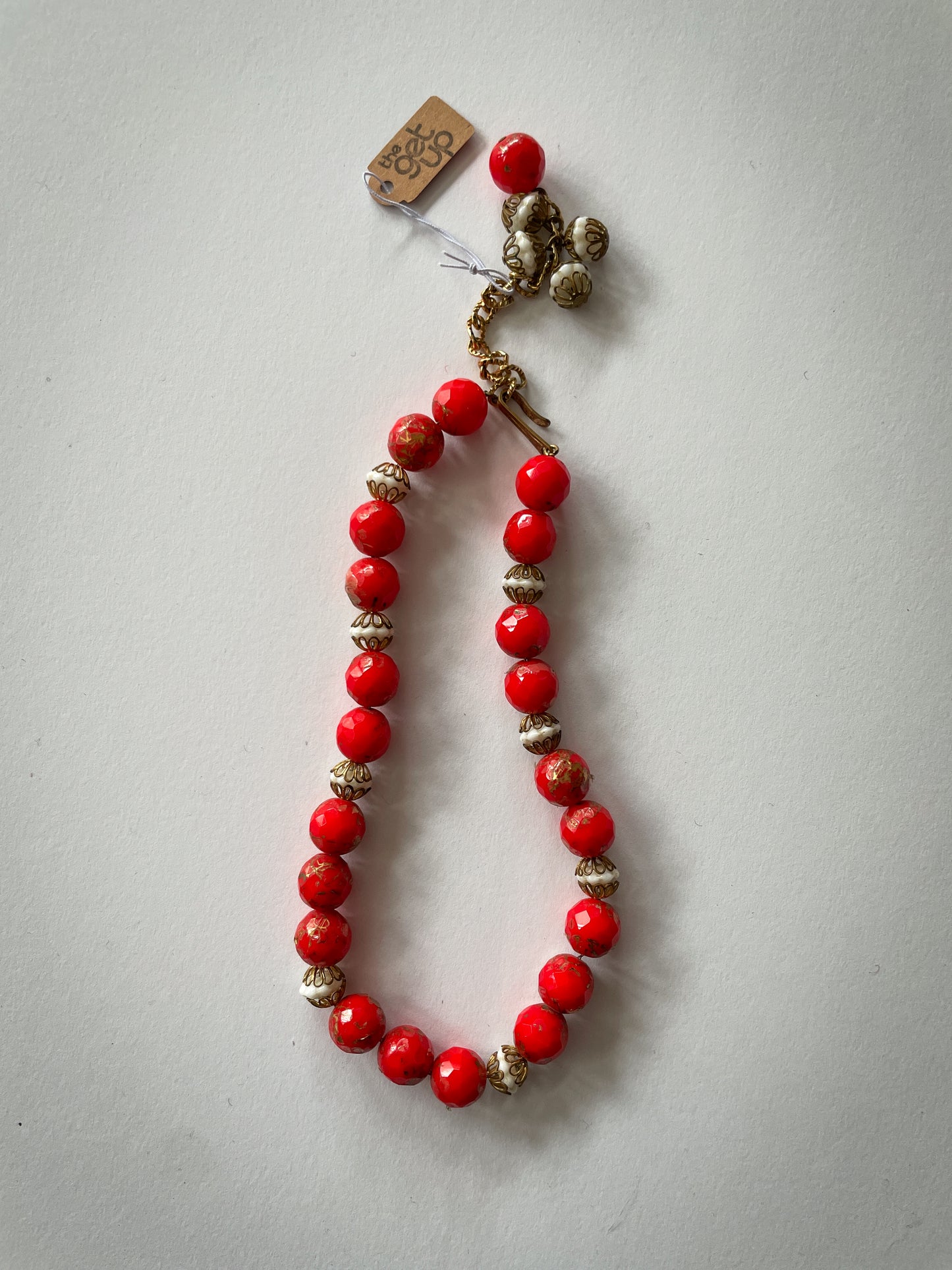 1950s Vintage Glass & Chain  Beaded Necklace