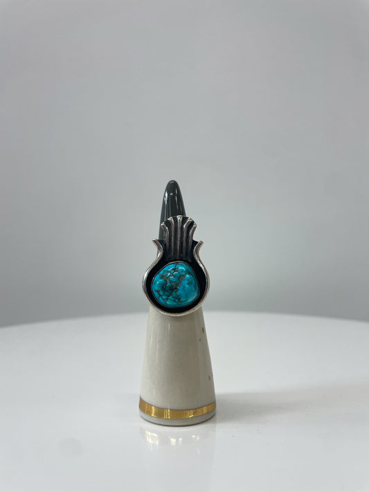 1970s Vintage Turquoise Sand Cast Ring Native American Size 8