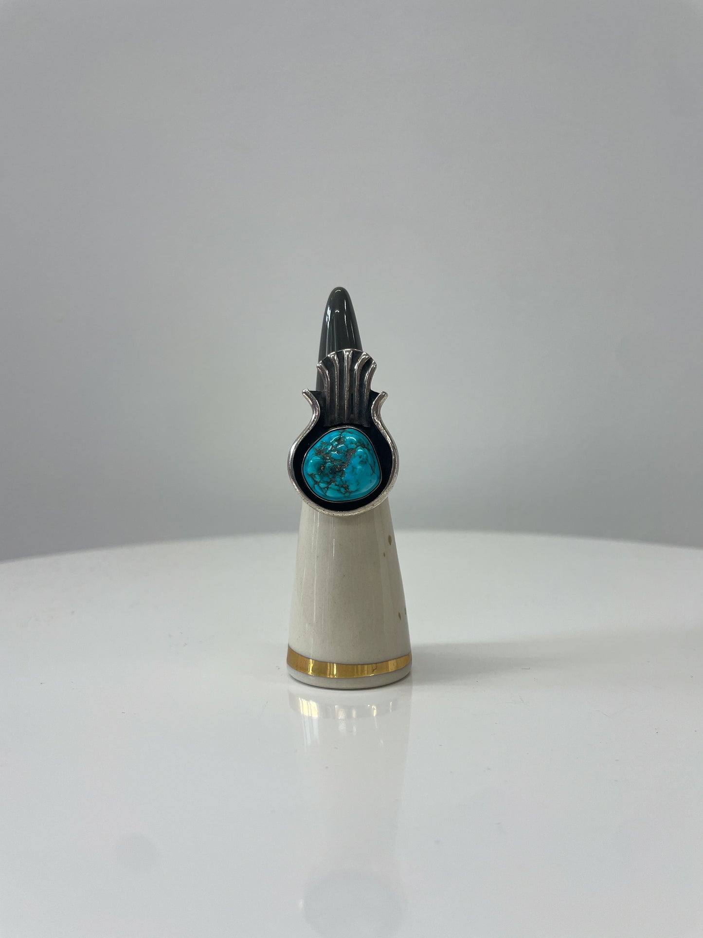 1970s Vintage Turquoise Sand Cast Ring Native American Size 8