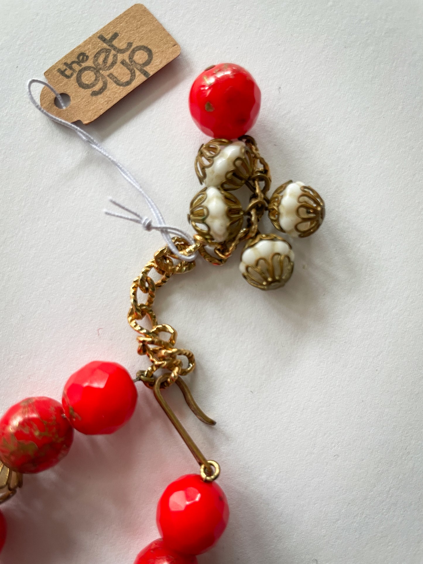 1950s Vintage Glass & Chain  Beaded Necklace