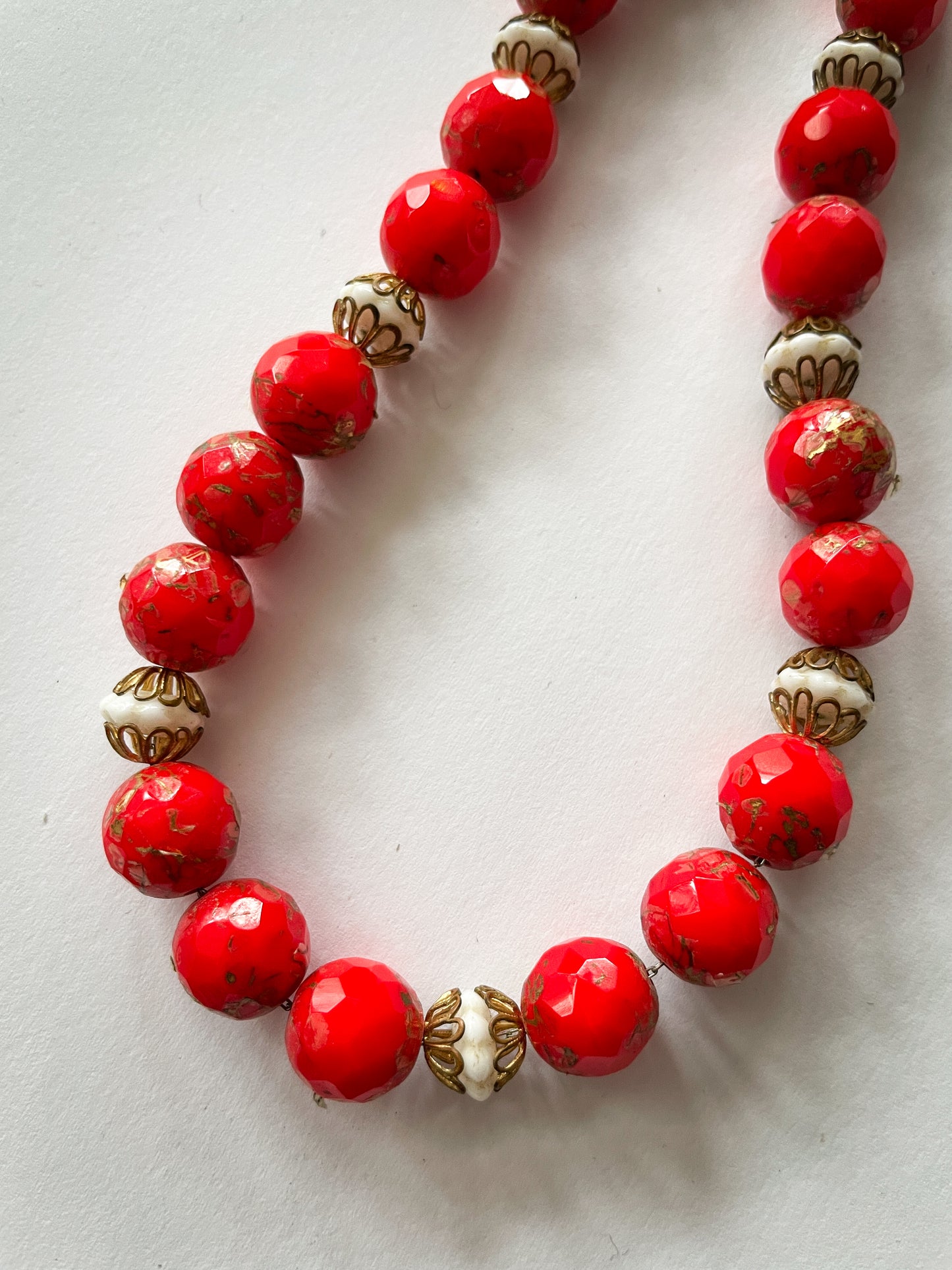 1950s Vintage Glass & Chain  Beaded Necklace