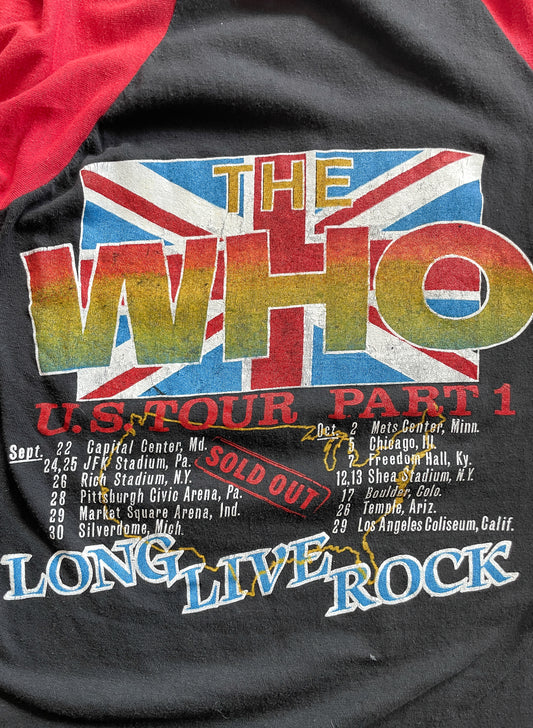 1982 Vintage The Who "The Last U.S. Tour Part 1" Concert Raglan Tee Shirt 1980s