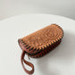 1970s Vintage Tooled Leather Zip Pouch Coin Purse