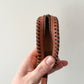 1970s Vintage Tooled Leather Zip Pouch Coin Purse