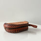 1970s Vintage Tooled Leather Zip Pouch Coin Purse