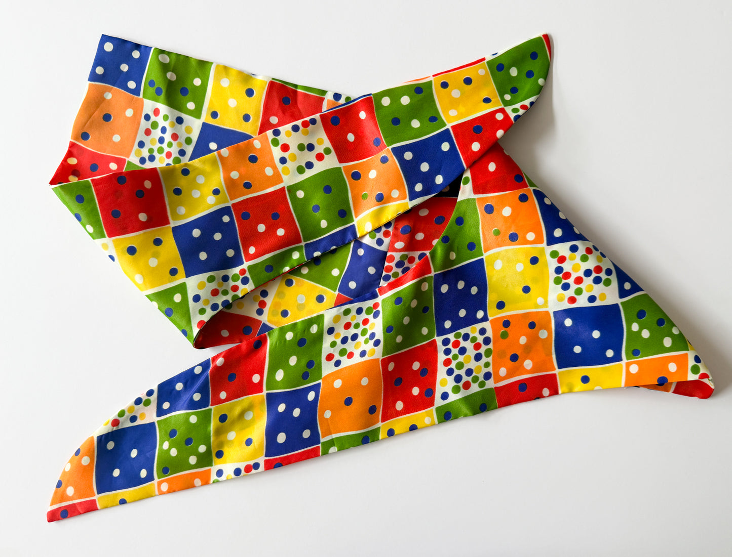 1950s Vintage Double Fold Twister Polka Dot Scarf