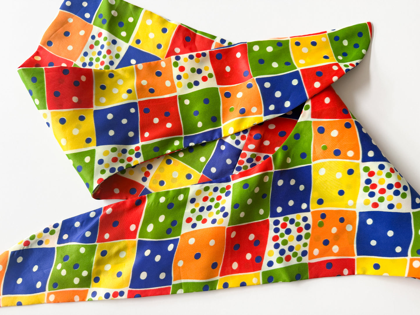 1950s Vintage Double Fold Twister Polka Dot Scarf
