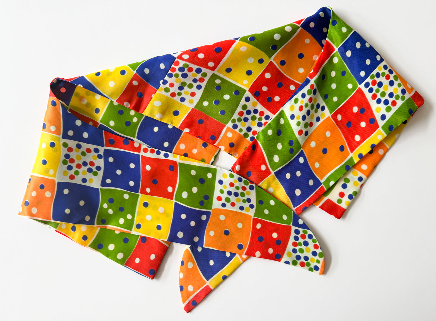 1950s Vintage Double Fold Twister Polka Dot Scarf