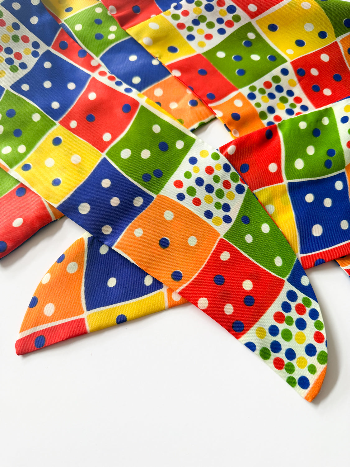 1950s Vintage Double Fold Twister Polka Dot Scarf