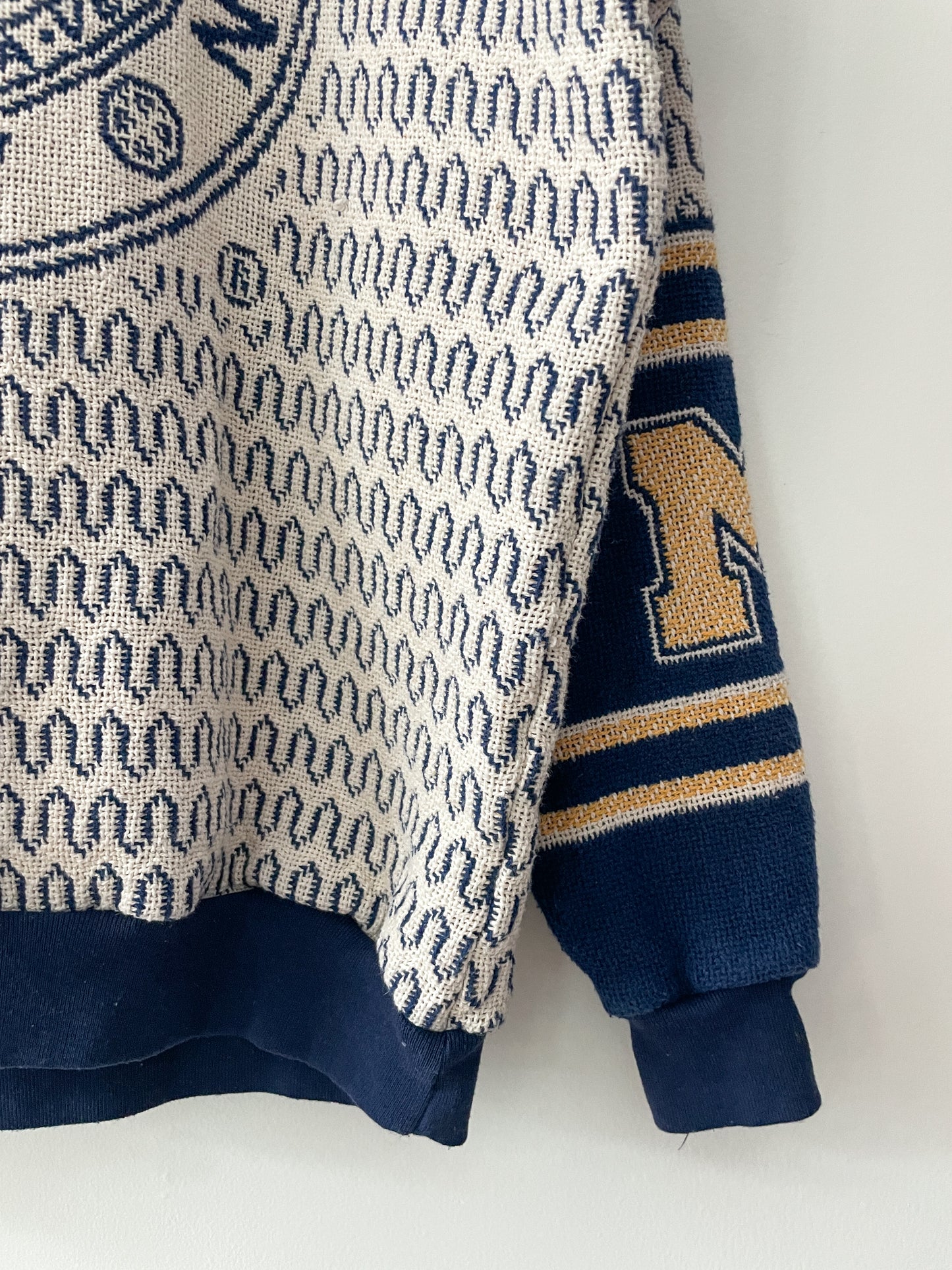 1990s Vintage University of Michigan Tapestry Blanket Knit Sweater