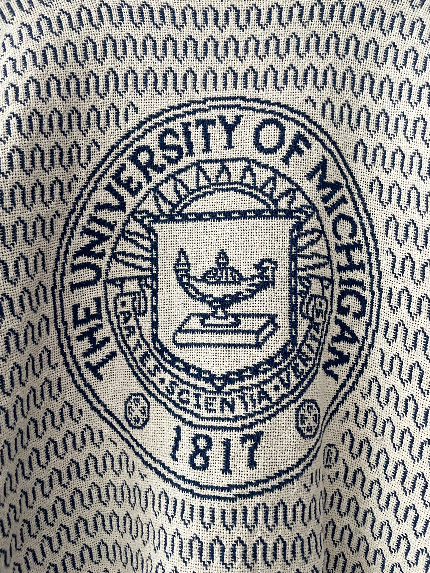 1990s Vintage University of Michigan Tapestry Blanket Knit Sweater
