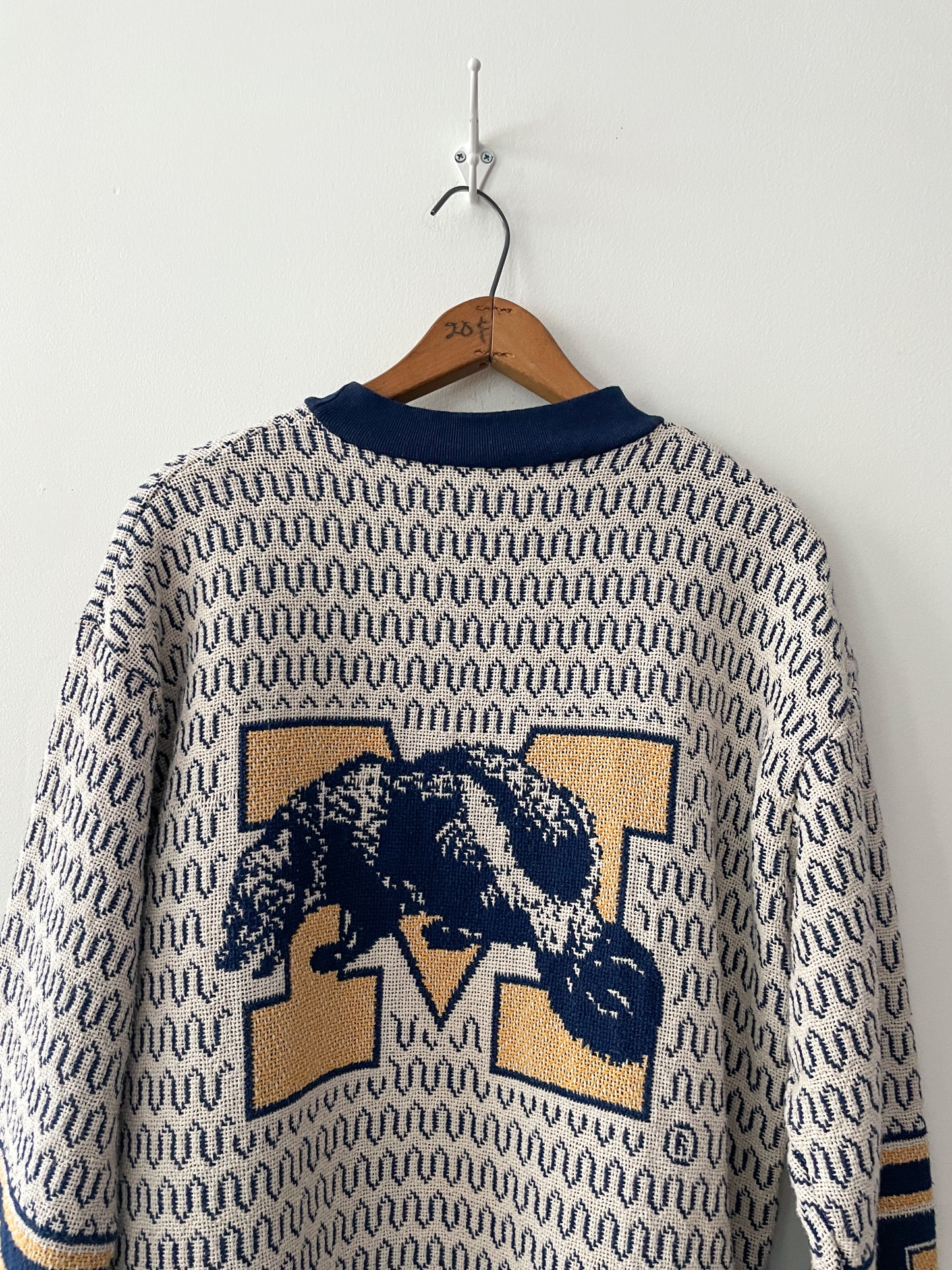 1990s Vintage University of Michigan Tapestry Blanket Knit Sweater