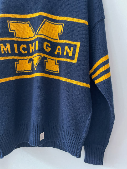 1980s Vintage University of Michigan Maize and Blue Knit Sweater 1984 Never Worn Deadstock NWT