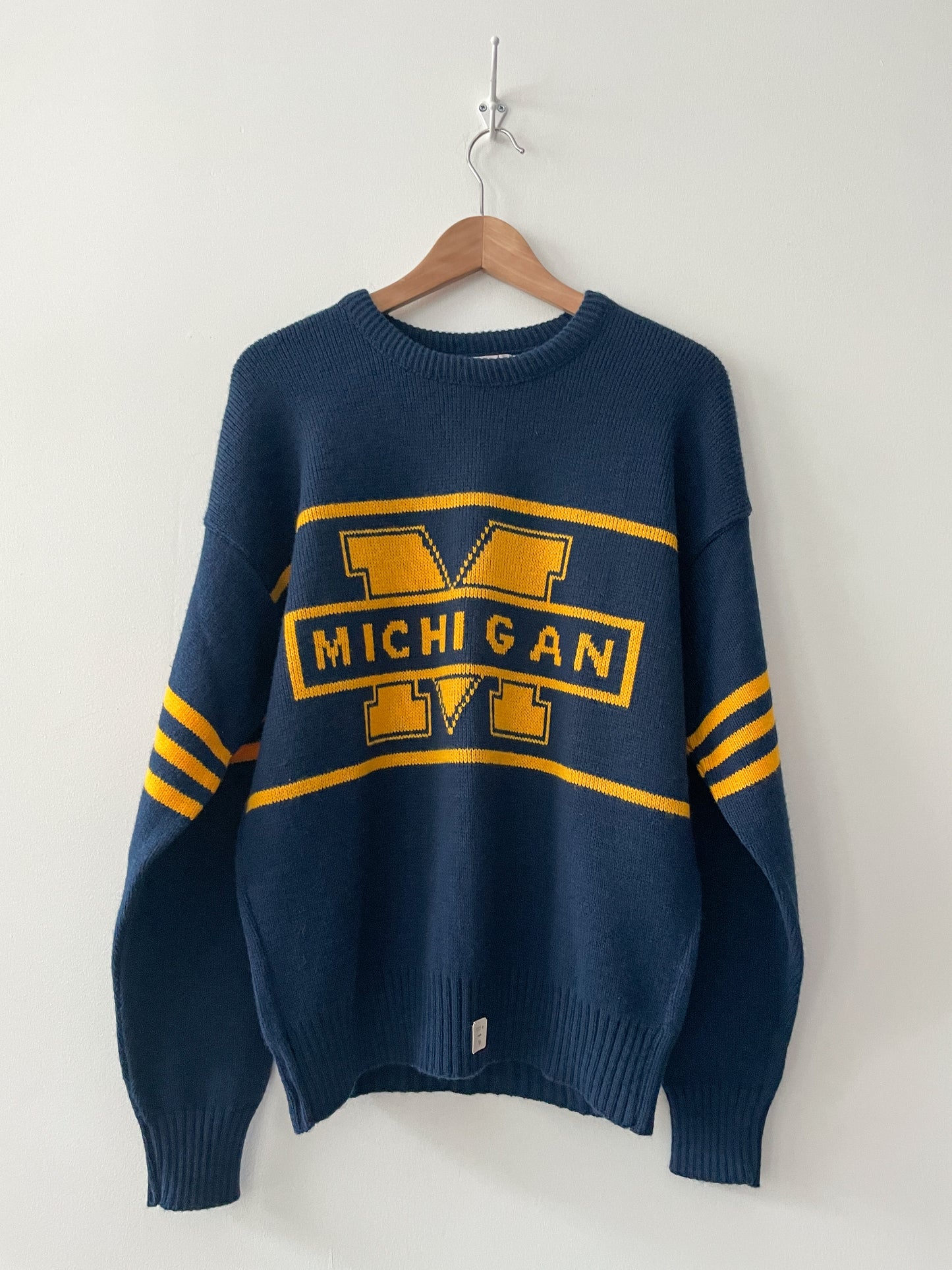 1980s Vintage University of Michigan Maize and Blue Knit Sweater 1984 Never Worn Deadstock NWT