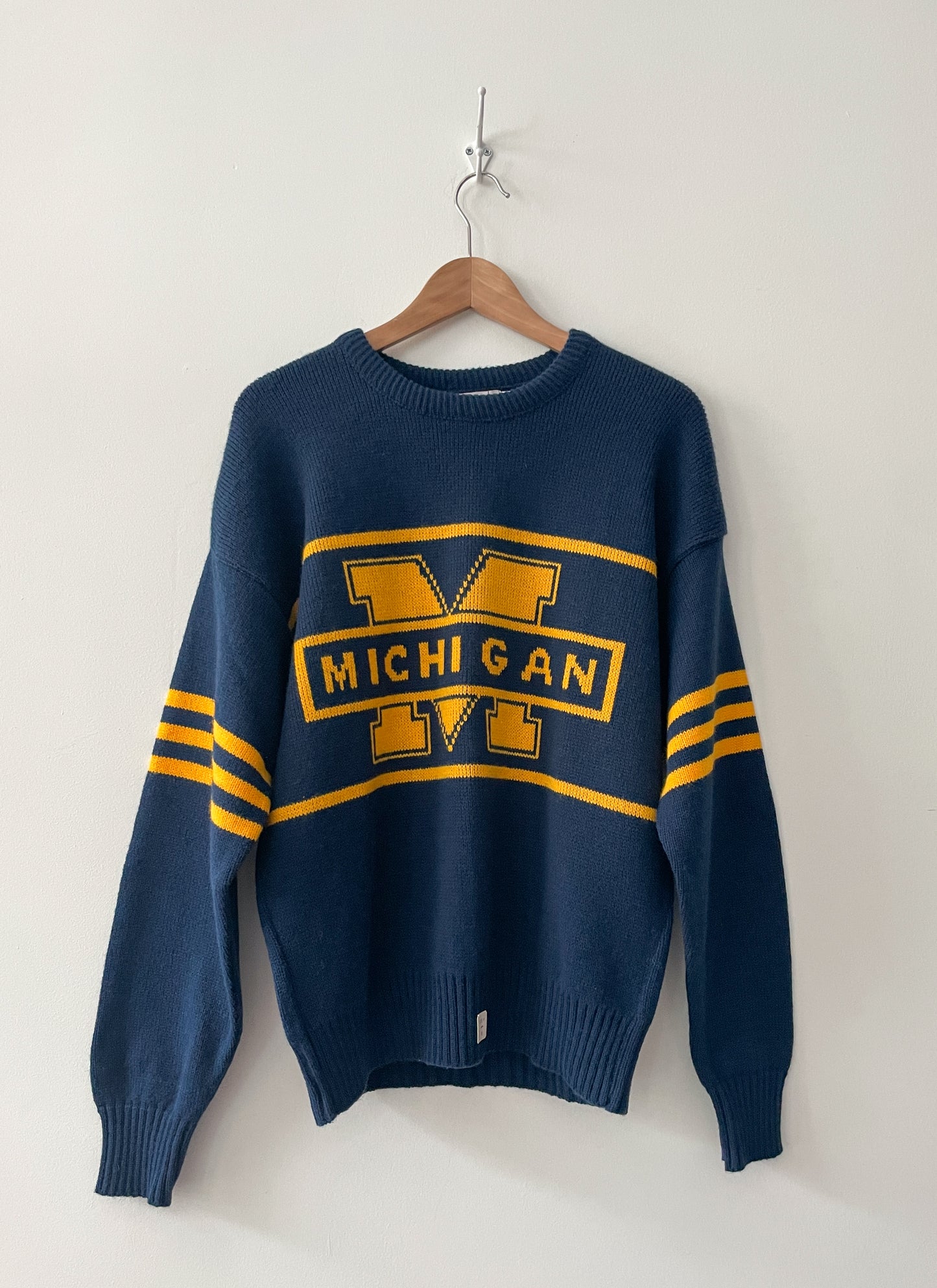 1980s Vintage University of Michigan Maize and Blue Knit Sweater 1984 Never Worn Deadstock NWT