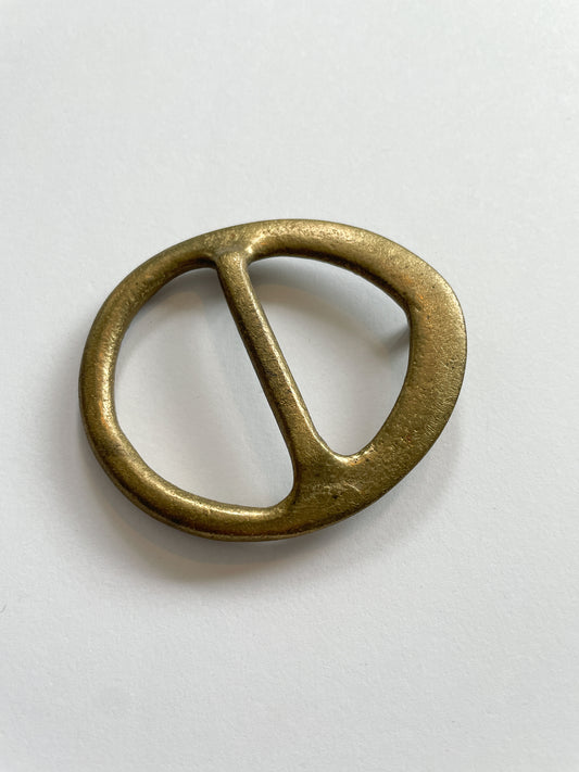 1970s Vintage Asymmetrical Brass Belt Buckle by Brazen Brass Co