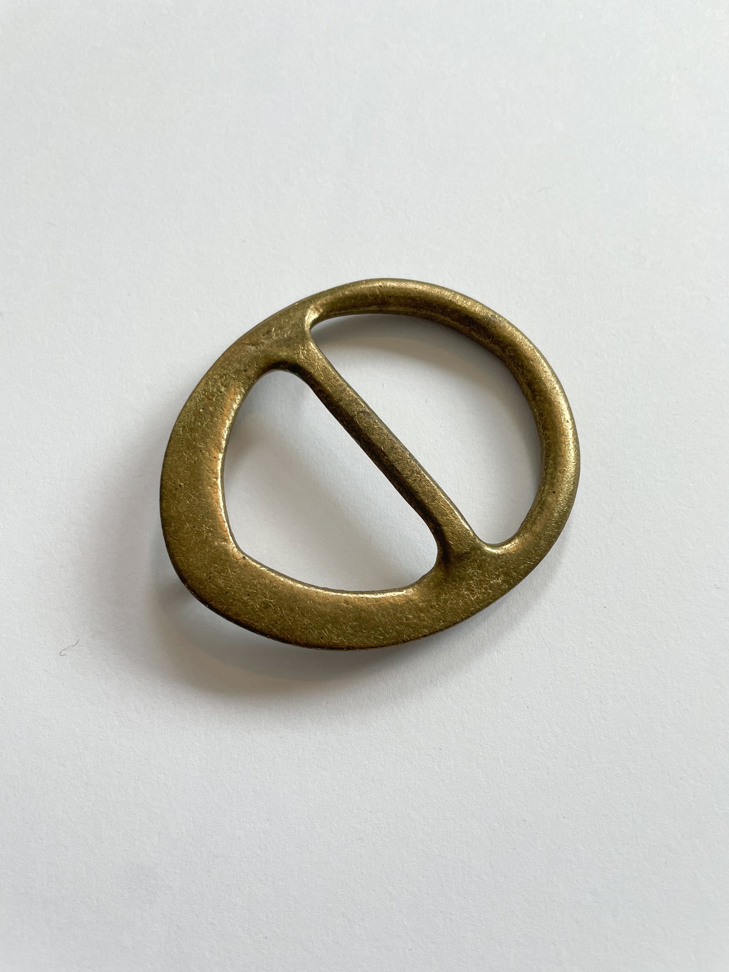 1970s Vintage Asymmetrical Brass Belt Buckle by Brazen Brass Co