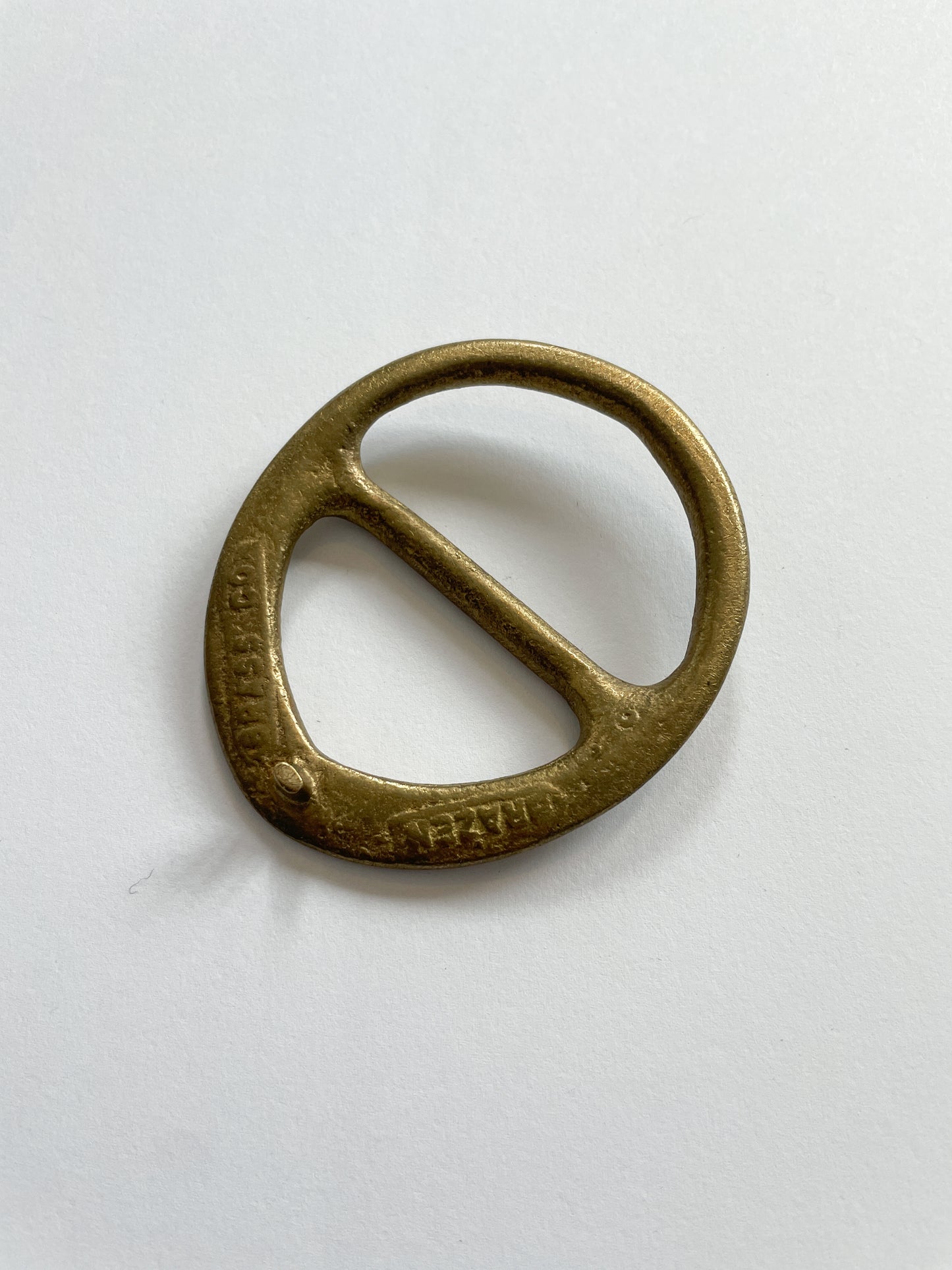 1970s Vintage Asymmetrical Brass Belt Buckle by Brazen Brass Co