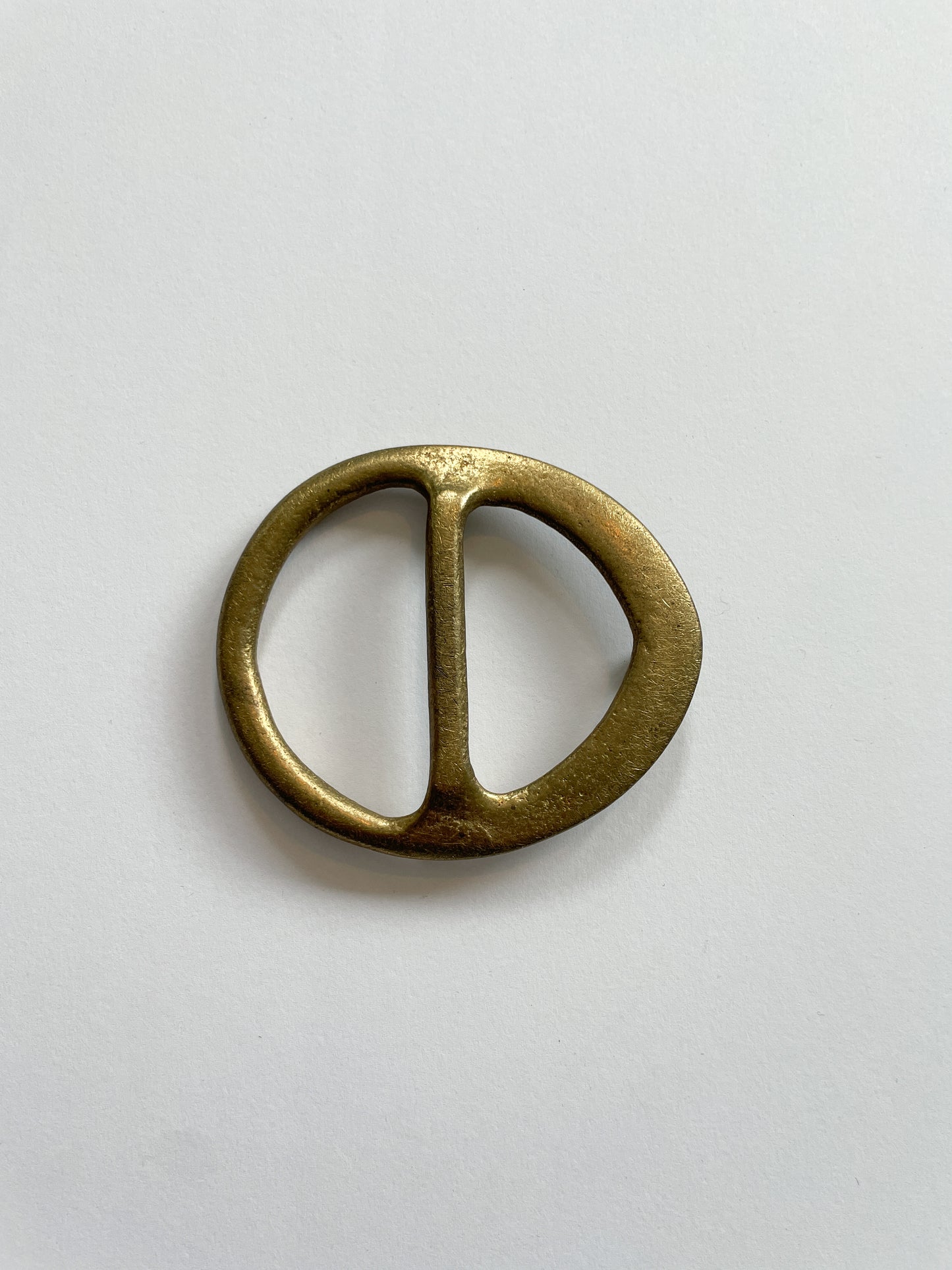 1970s Vintage Asymmetrical Brass Belt Buckle by Brazen Brass Co