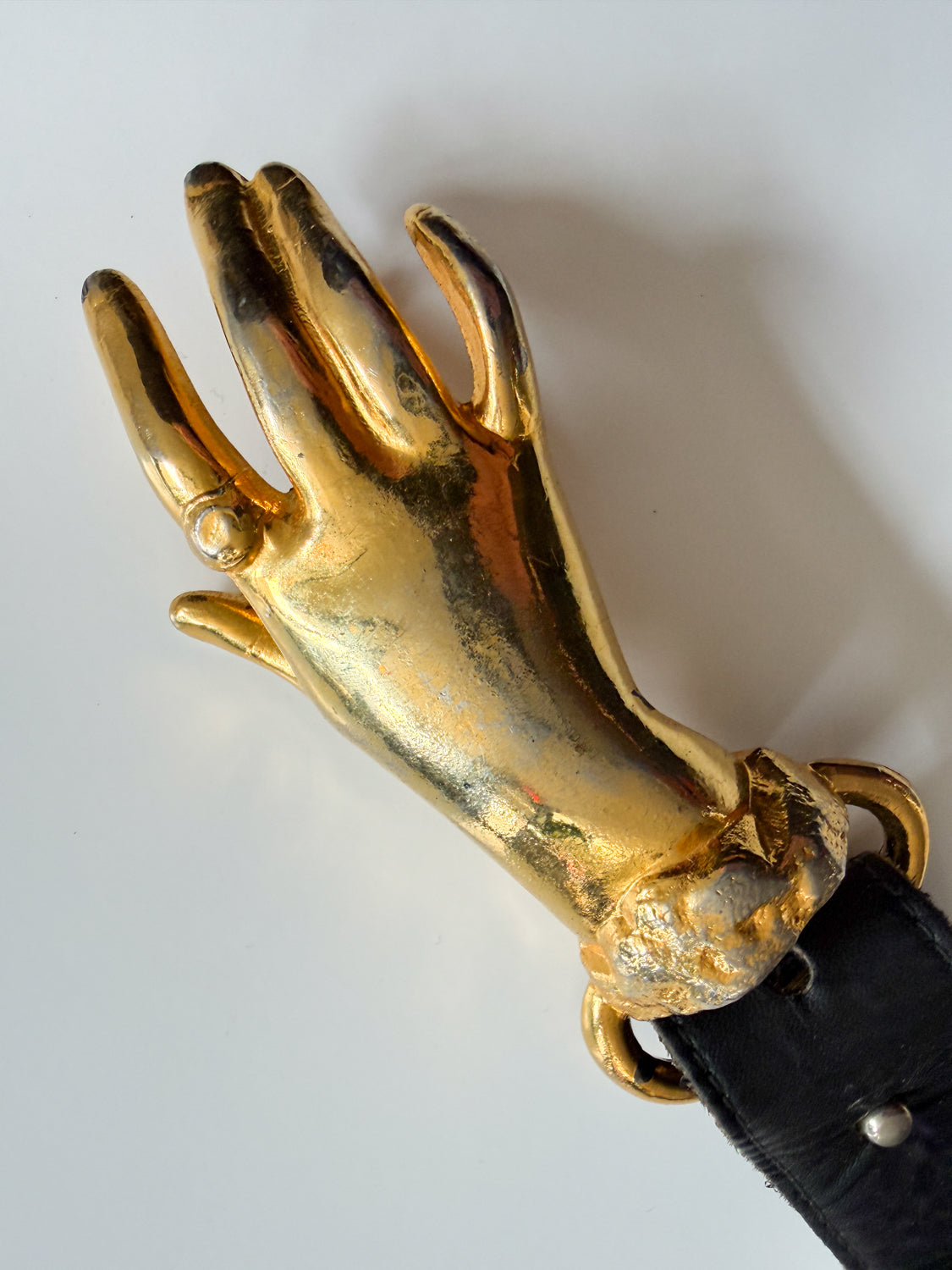 1970s Vintage Holding Hands Clasping Georges Mailian Inspired Leather Belt by Park Lane