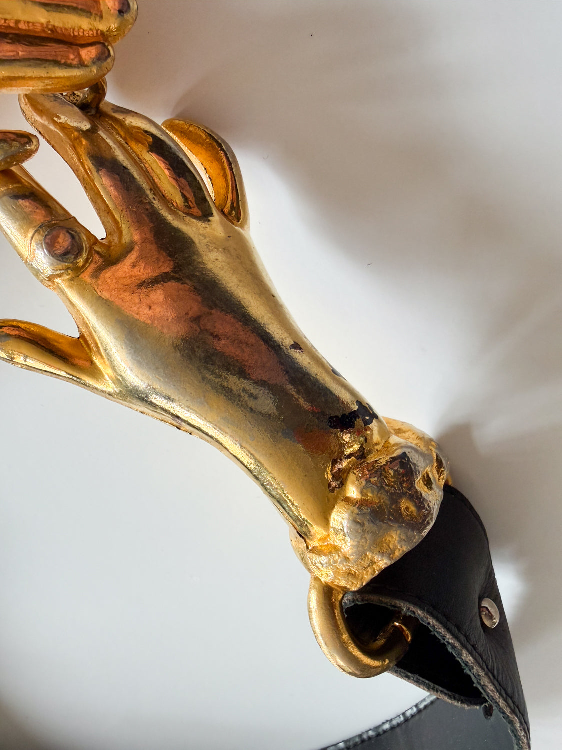 1970s Vintage Holding Hands Clasping Georges Mailian Inspired Leather Belt by Park Lane