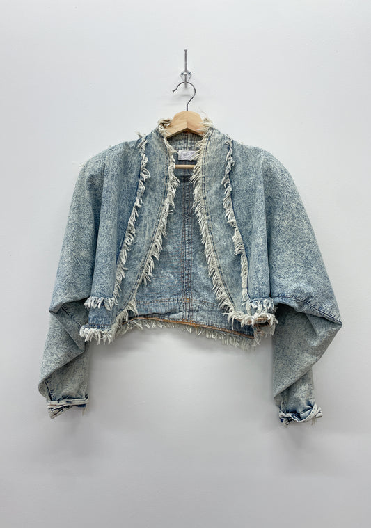 1990s Vintage Light Stone Wash Denim Crop Jacket by Letty's Ann Arbor