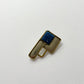 1980s Vintage Lapis & Brass Abstract Brooch Pin