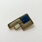 1980s Vintage Lapis & Brass Abstract Brooch Pin