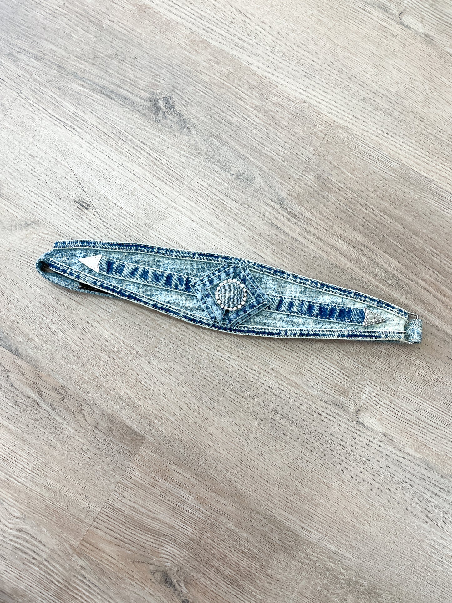 1990s Vintage Stone Wash Belt With Rhinestones - OSFM