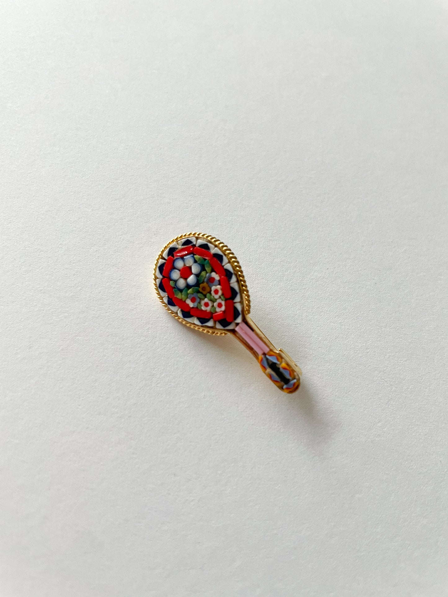 1960s Vintage Italian Mosaic Inlay Lute Guitar Brooch