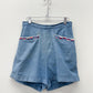 1950s Vintage Embroidered Chambray High Waist Shorts