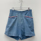 1950s Vintage Embroidered Chambray High Waist Shorts