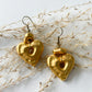 1980s Vintage Golden Chunky Heart Earrings