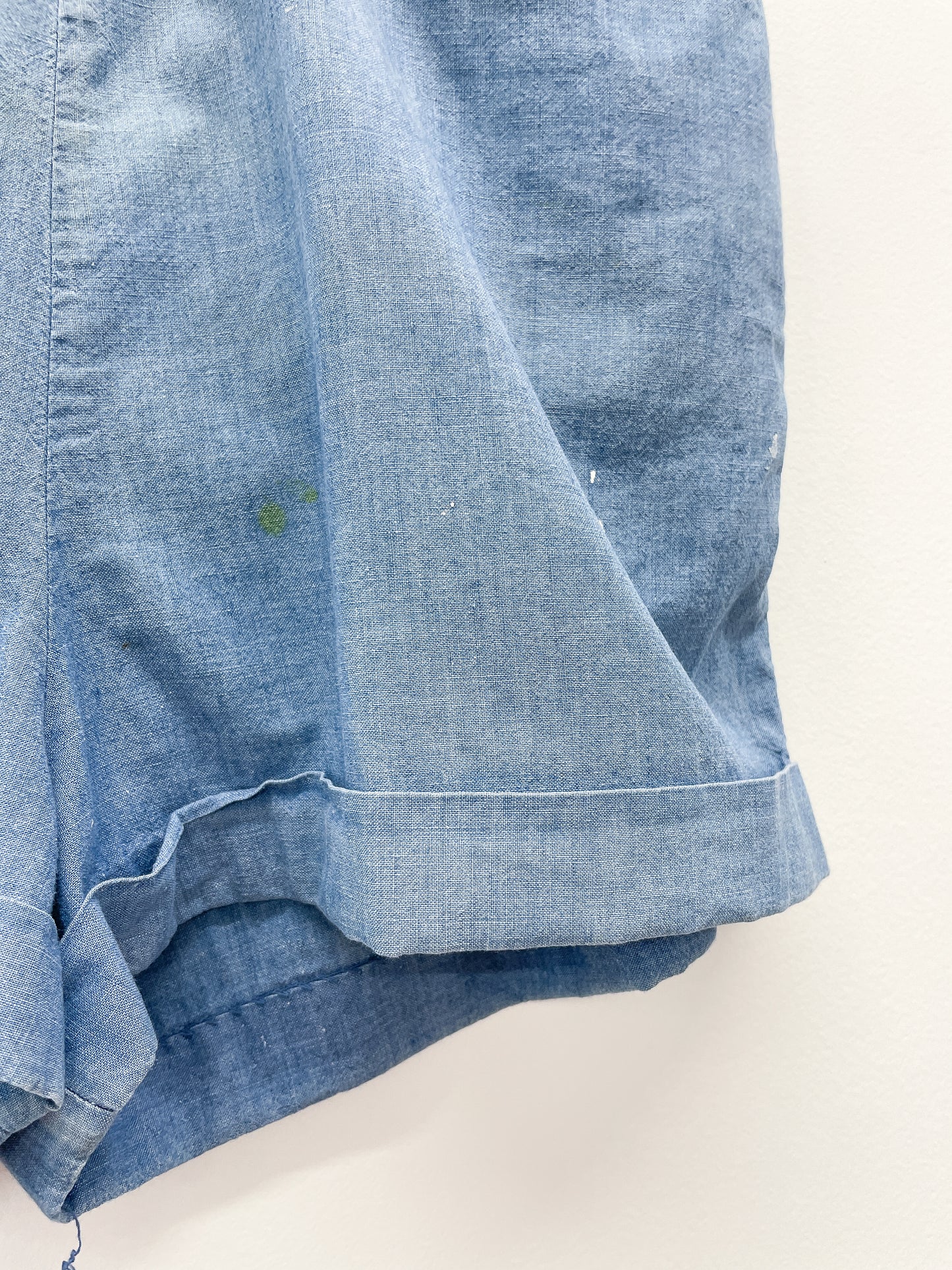 1950s Vintage Embroidered Chambray High Waist Shorts