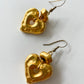 1980s Vintage Golden Chunky Heart Earrings