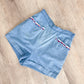 1950s Vintage Embroidered Chambray High Waist Shorts