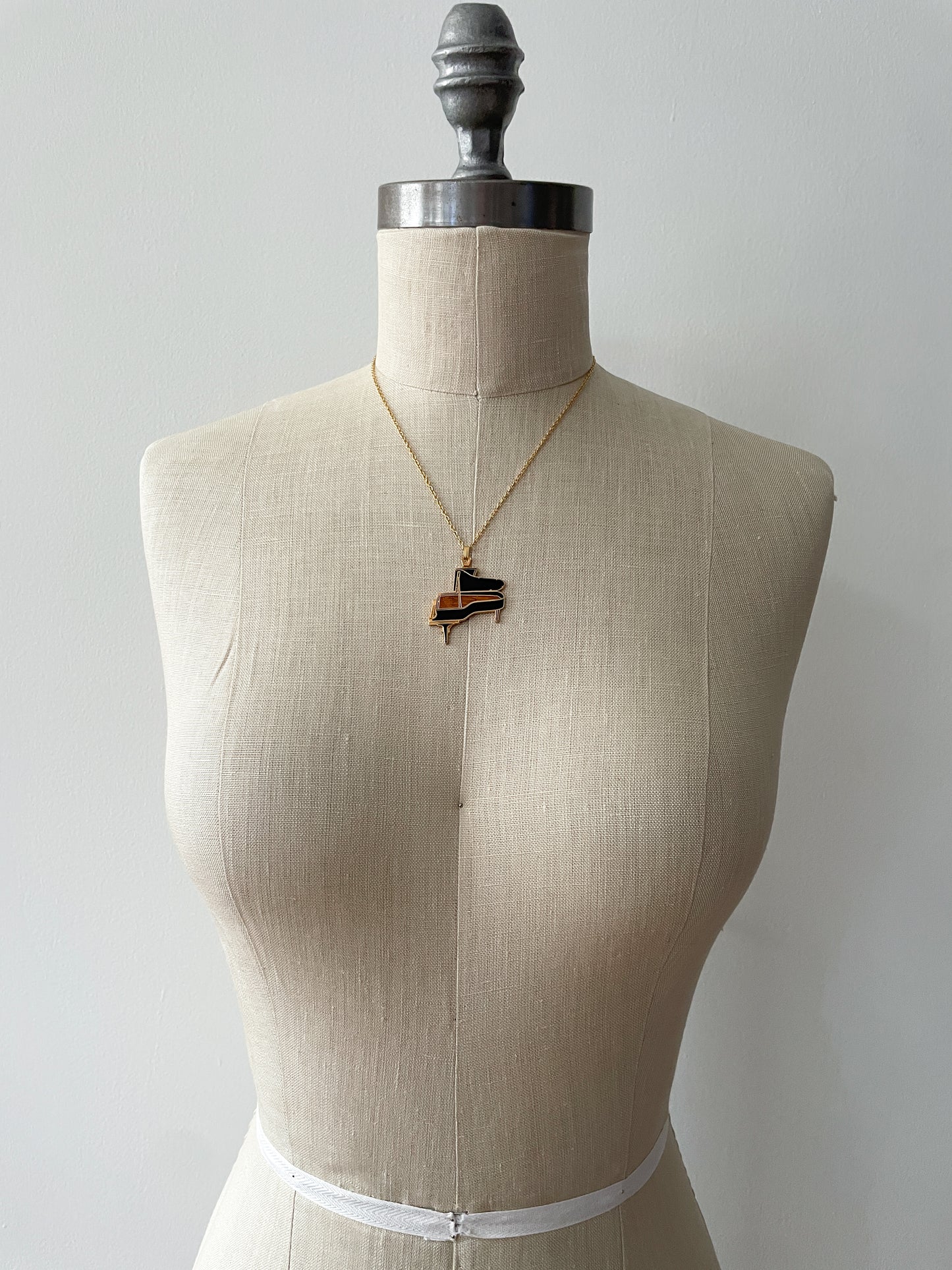 1980s Vintage Grand Piano Pendant Necklace