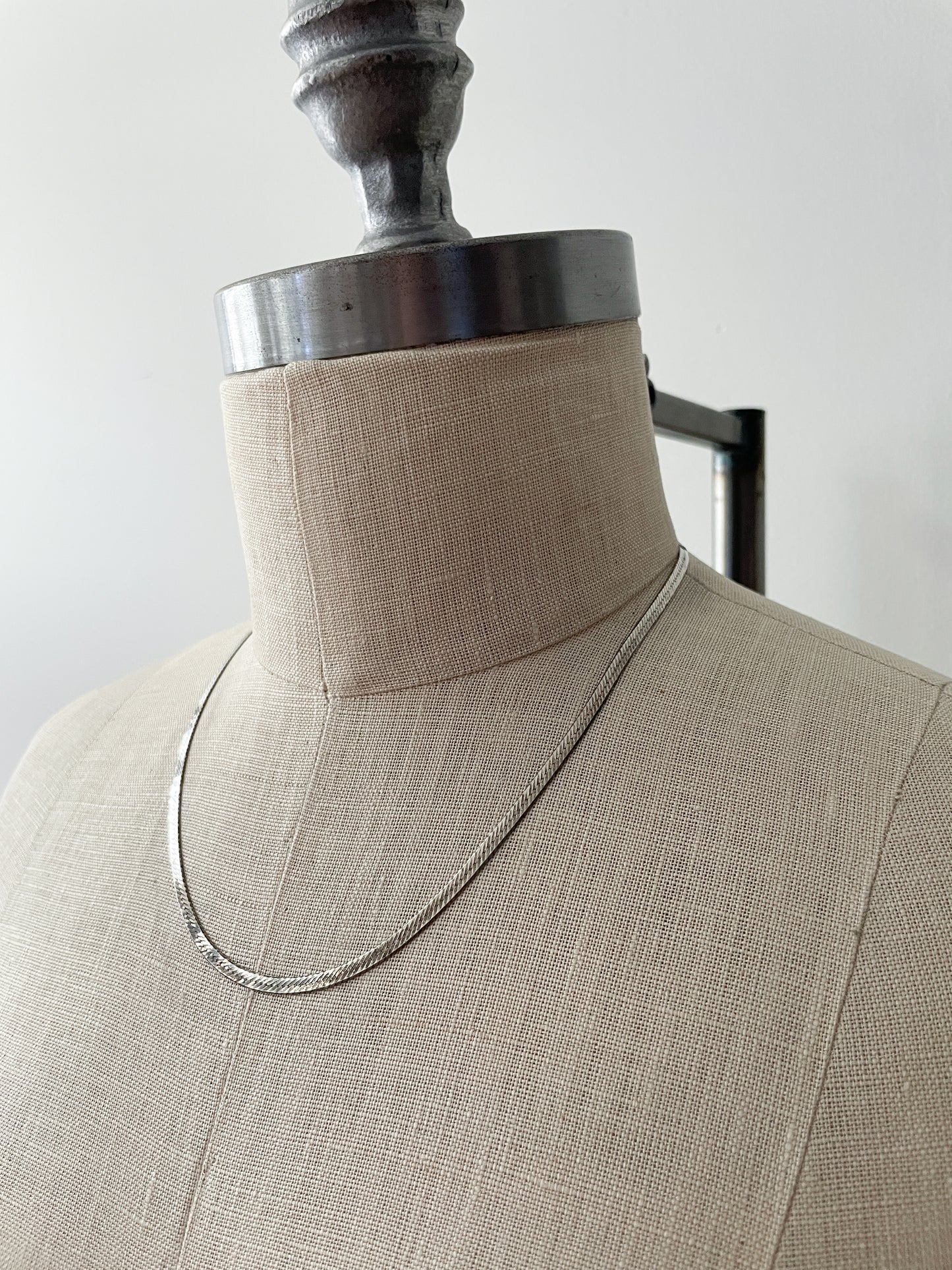 1980s Vintage Sterling Silver 18" Herringbone Chain