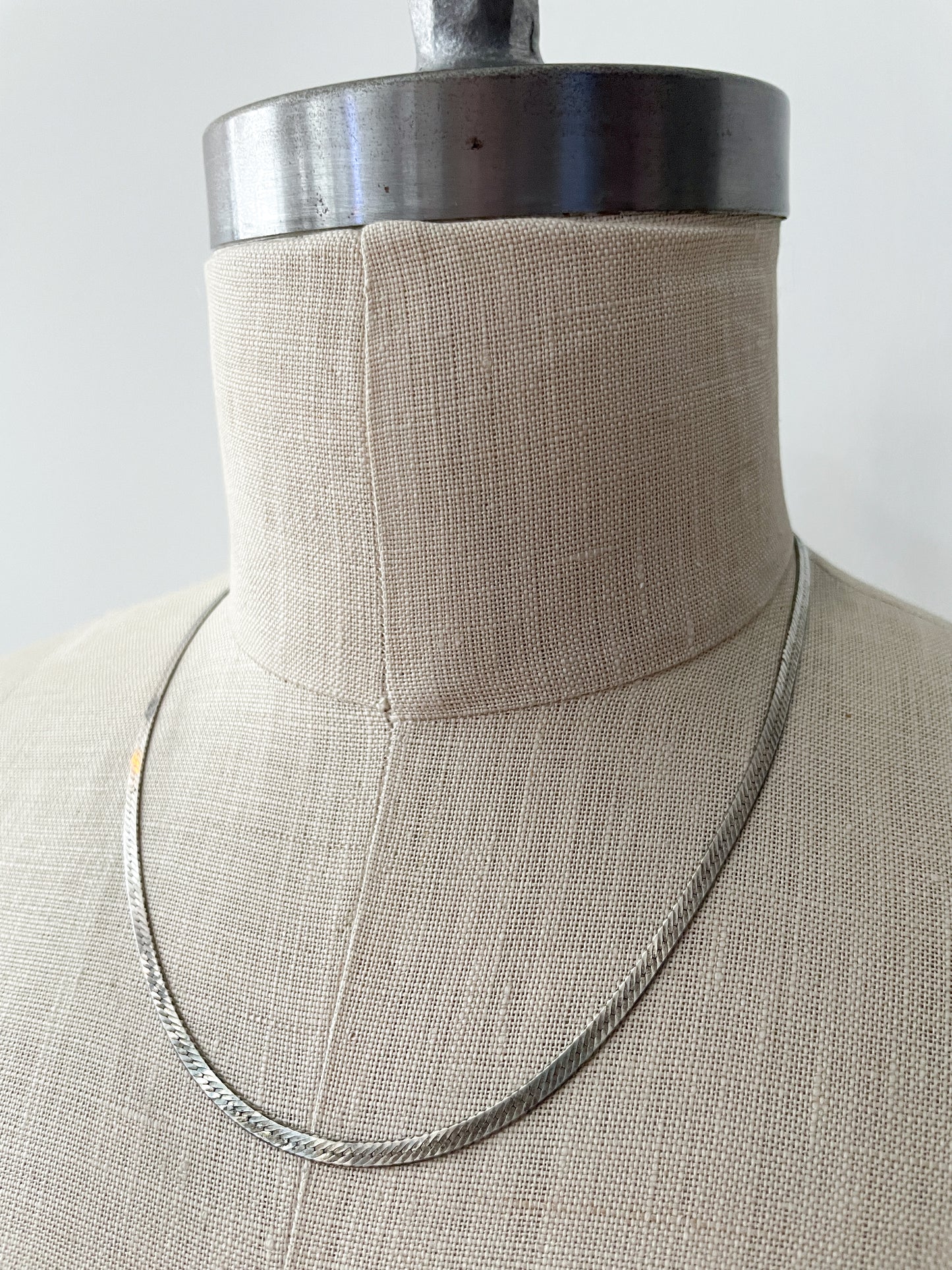 1980s Vintage Sterling Silver 18" Herringbone Chain