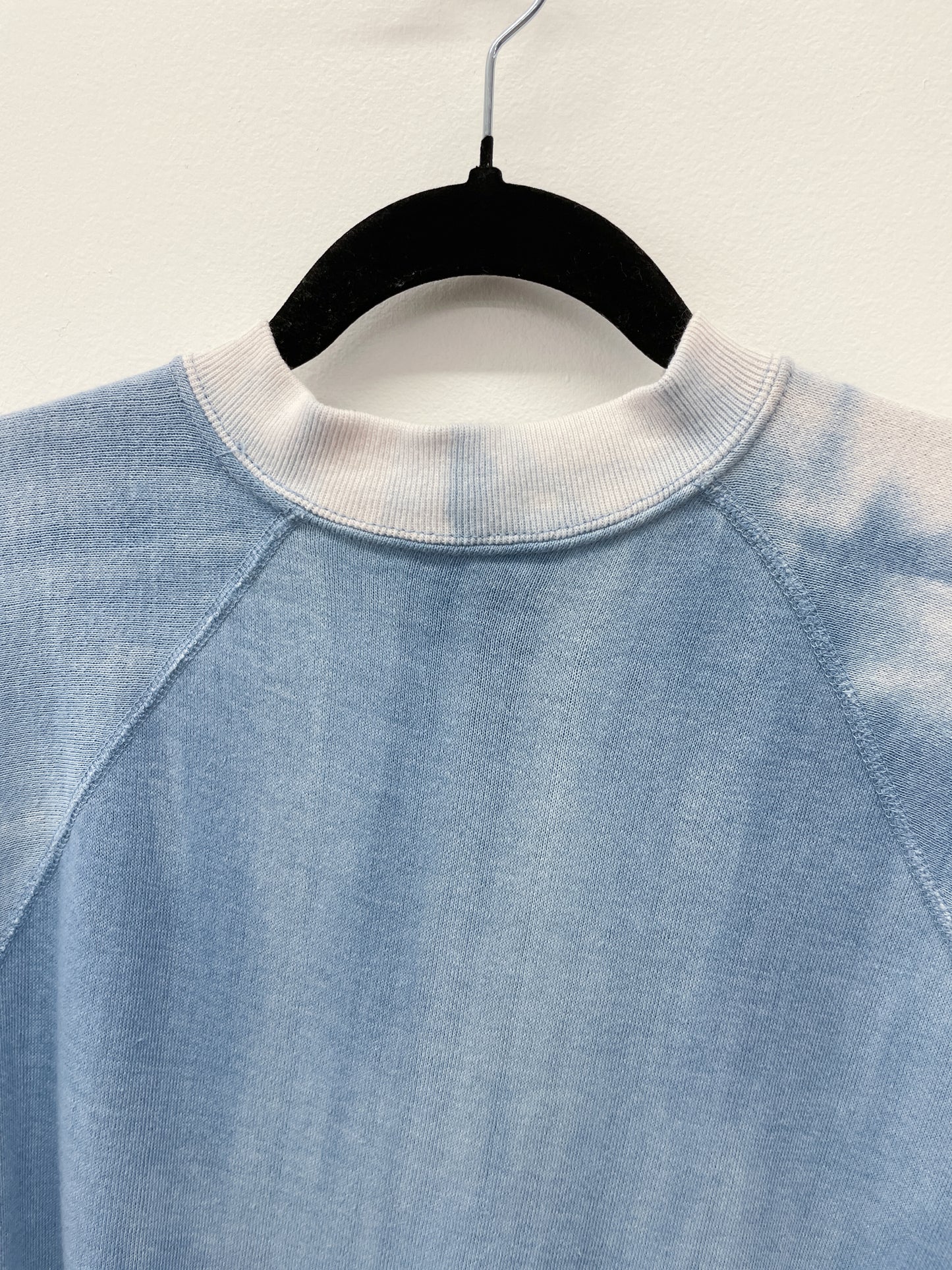 1970's Cloud Tie Dye Baby Blue Short Sleeve Crewneck Sweatshirt