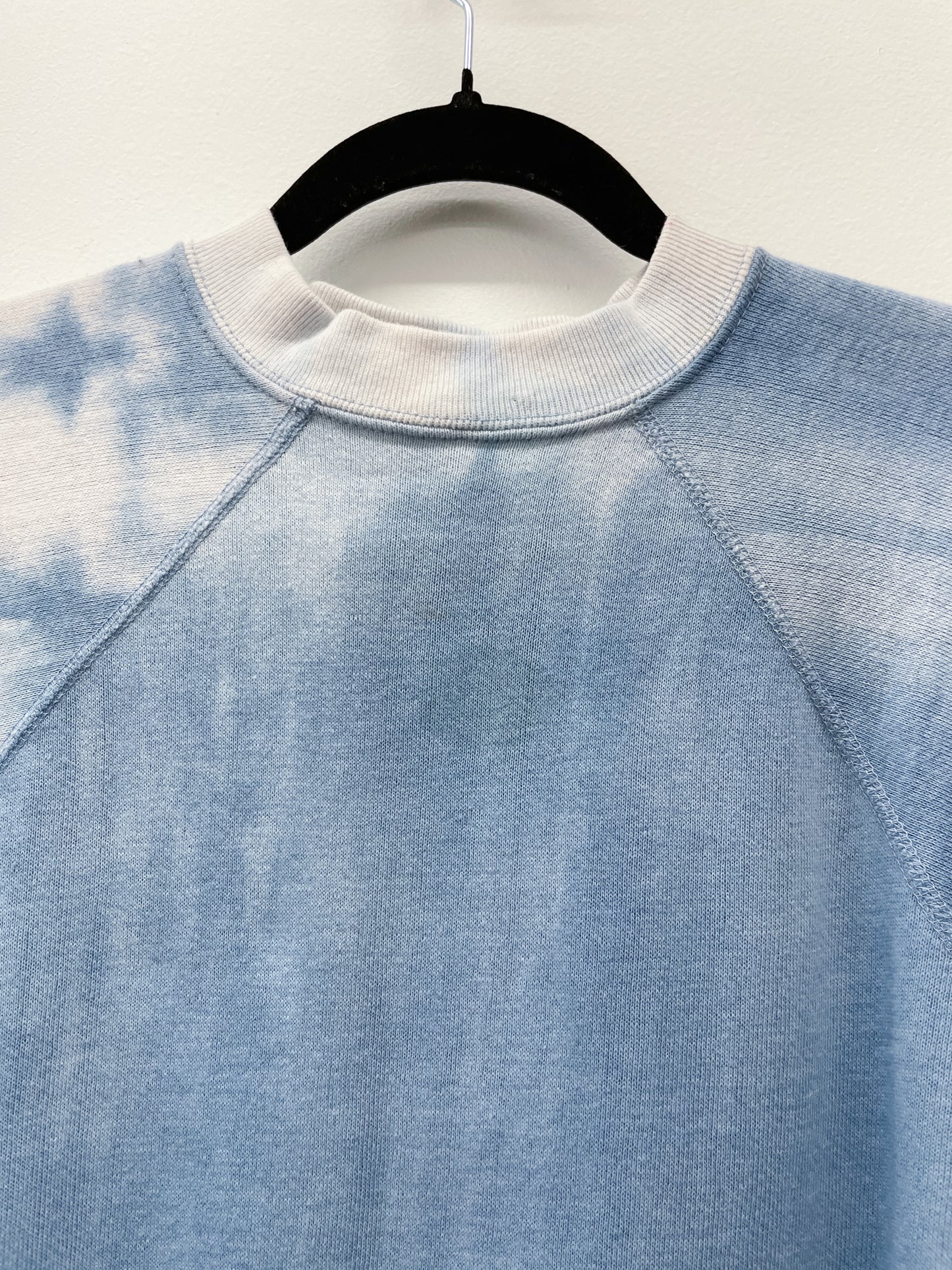 1970's Cloud Tie Dye Baby Blue Short Sleeve Crewneck Sweatshirt