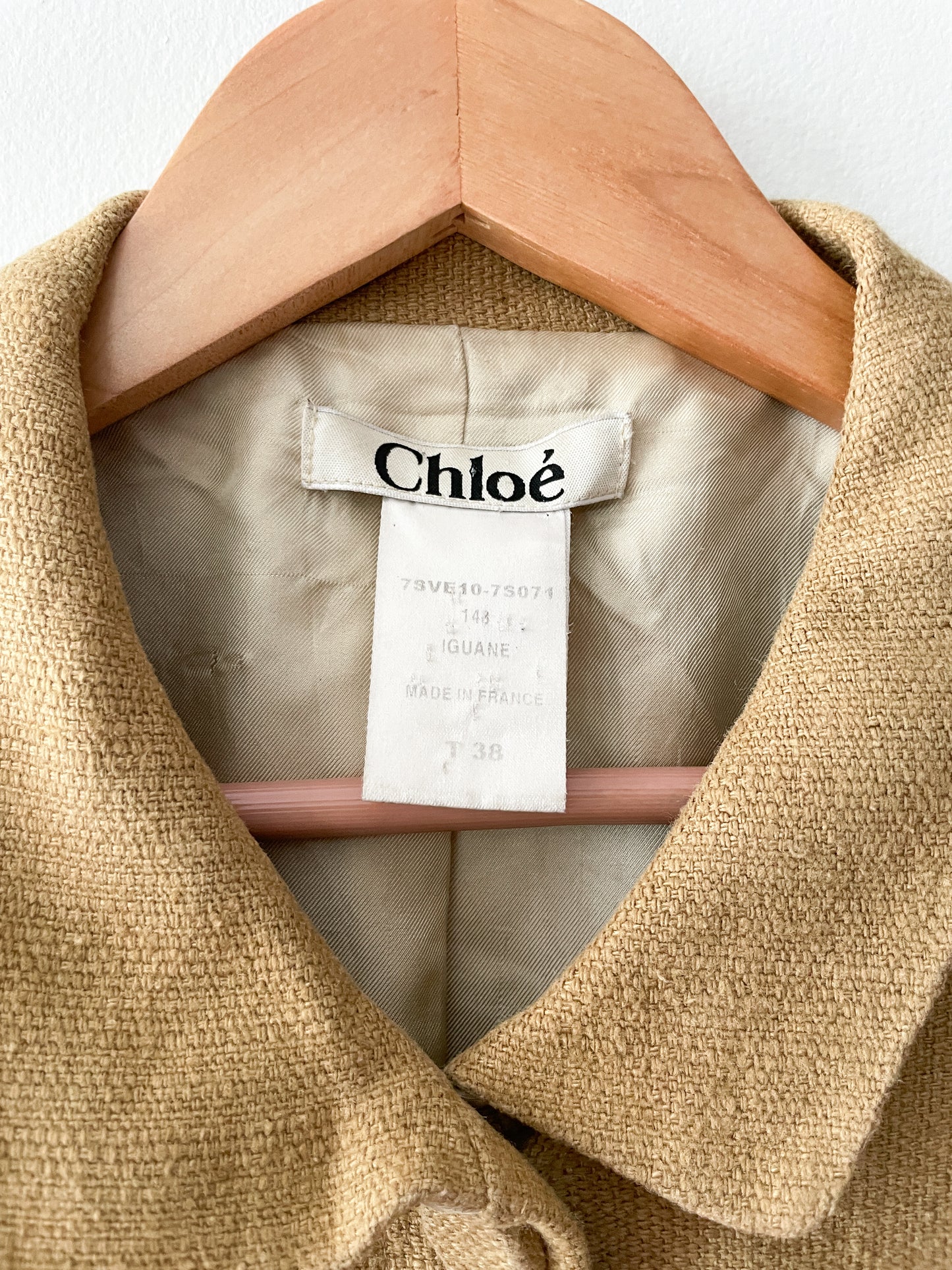 2000s Y2K Designer Chloé Made in France Crop Linen & Silk Blazer 2007 Spring