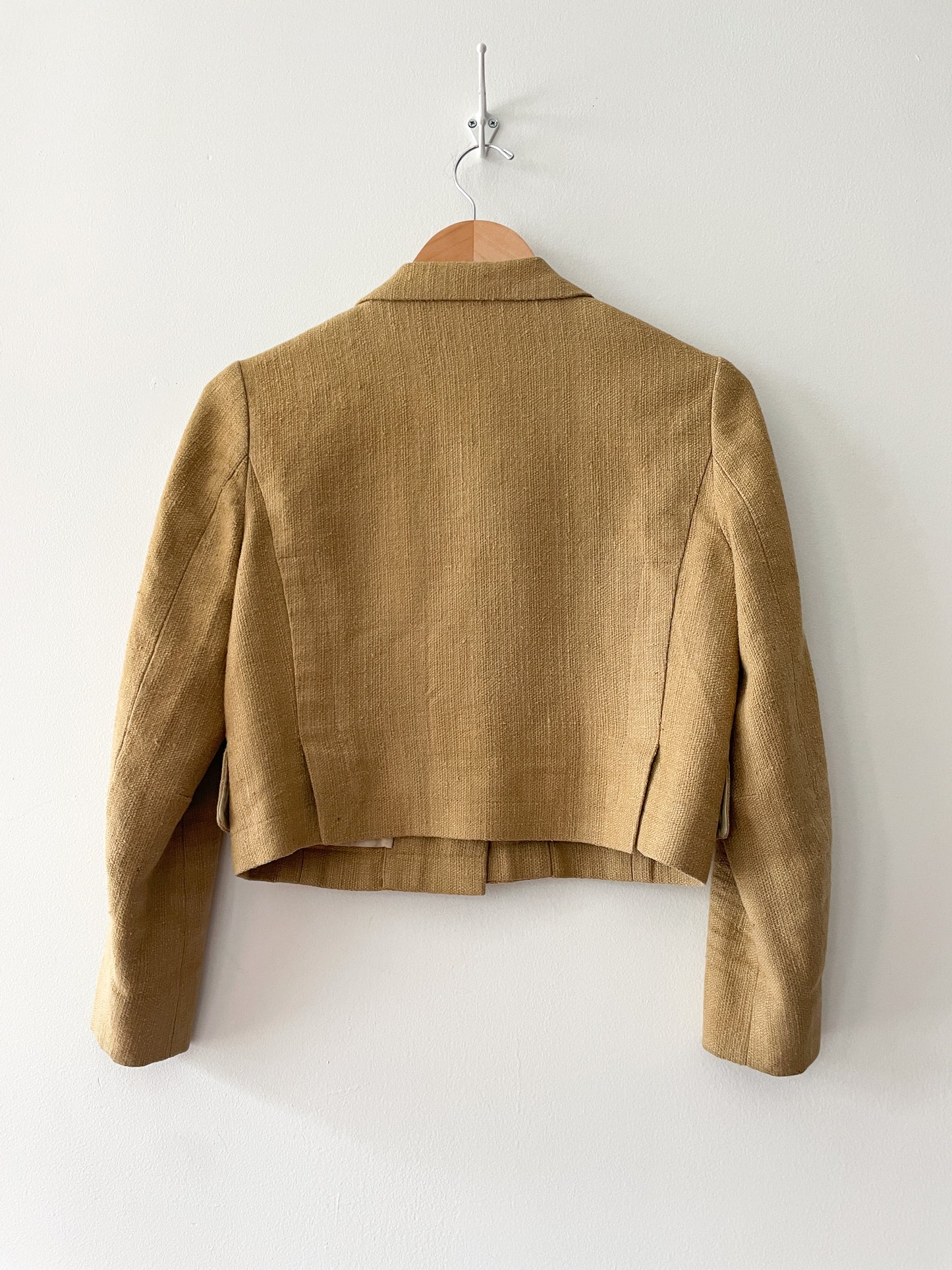 2000s Y2K Designer Chloé Made in France Crop Linen & Silk Blazer 2007 Spring