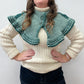 1970s Handknit Green Capelet with Cute Giant Buttons